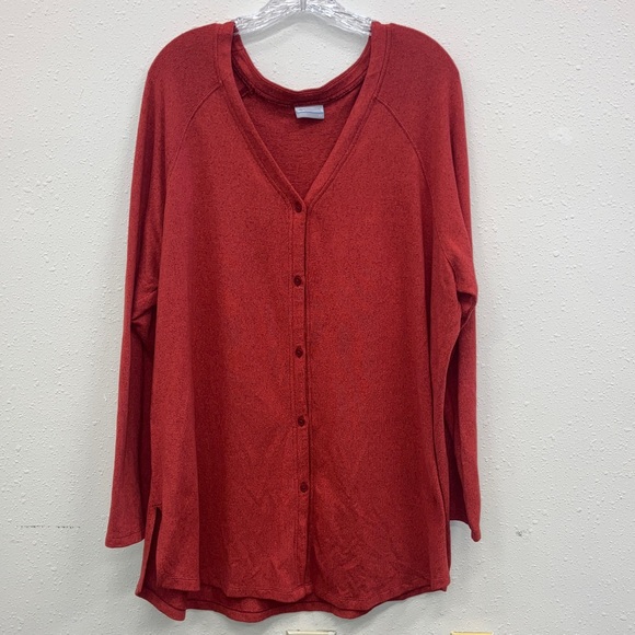 Columbia v-neck Red Button-Up long sleeve sweater 2X #716 - Picture 1 of 7